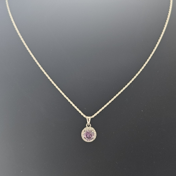 NWOT 925 Silver Amethyst Necklace & Earring Set - Picture 3 of 10